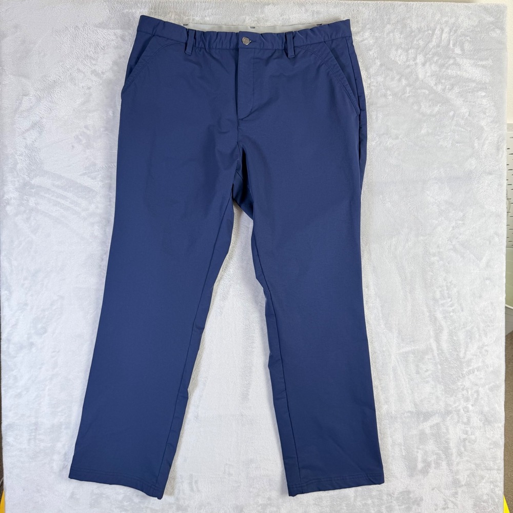 Adidas Golf Pants Mens 38x32 Navy Blue Performance Flat Front Trousers